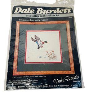 Dale Burdett Cross Stitch Flying Mallard Kit Country  7" x 7" Frame 11" x 11"